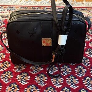 NEVER USED NWOT Vintage MCM Black Canvas Crossbody Bag #4682U